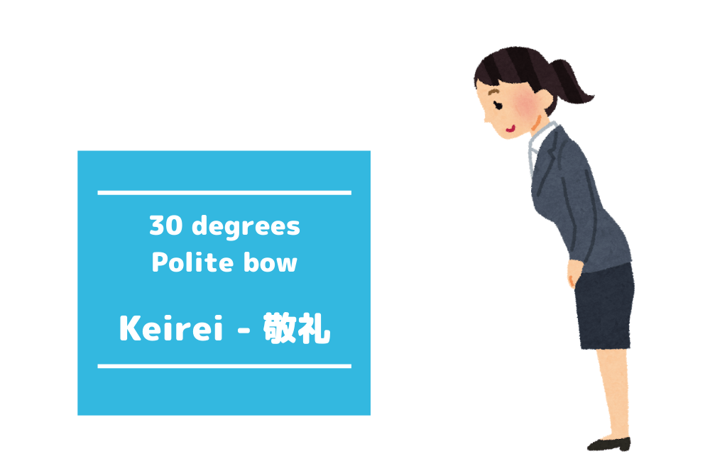 30 degrees: Polite bow(keirei)